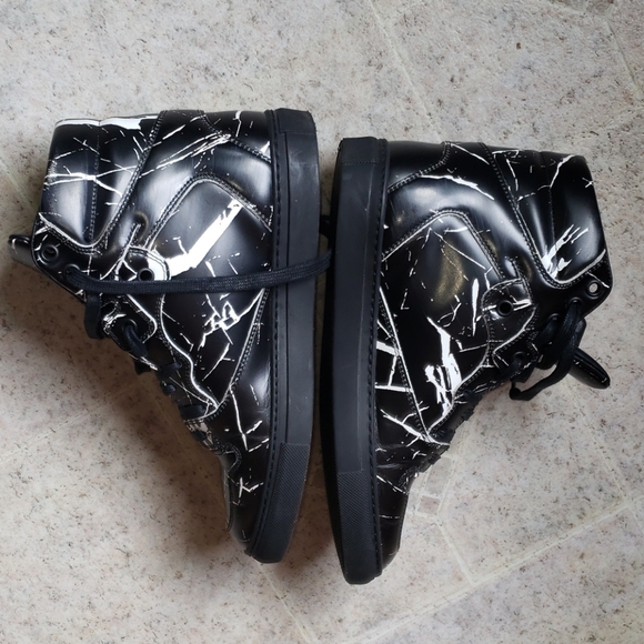 BALENCIAGA SPLAT HIGH TOP LEATHER SNEAKERS - Picture 14 of 16